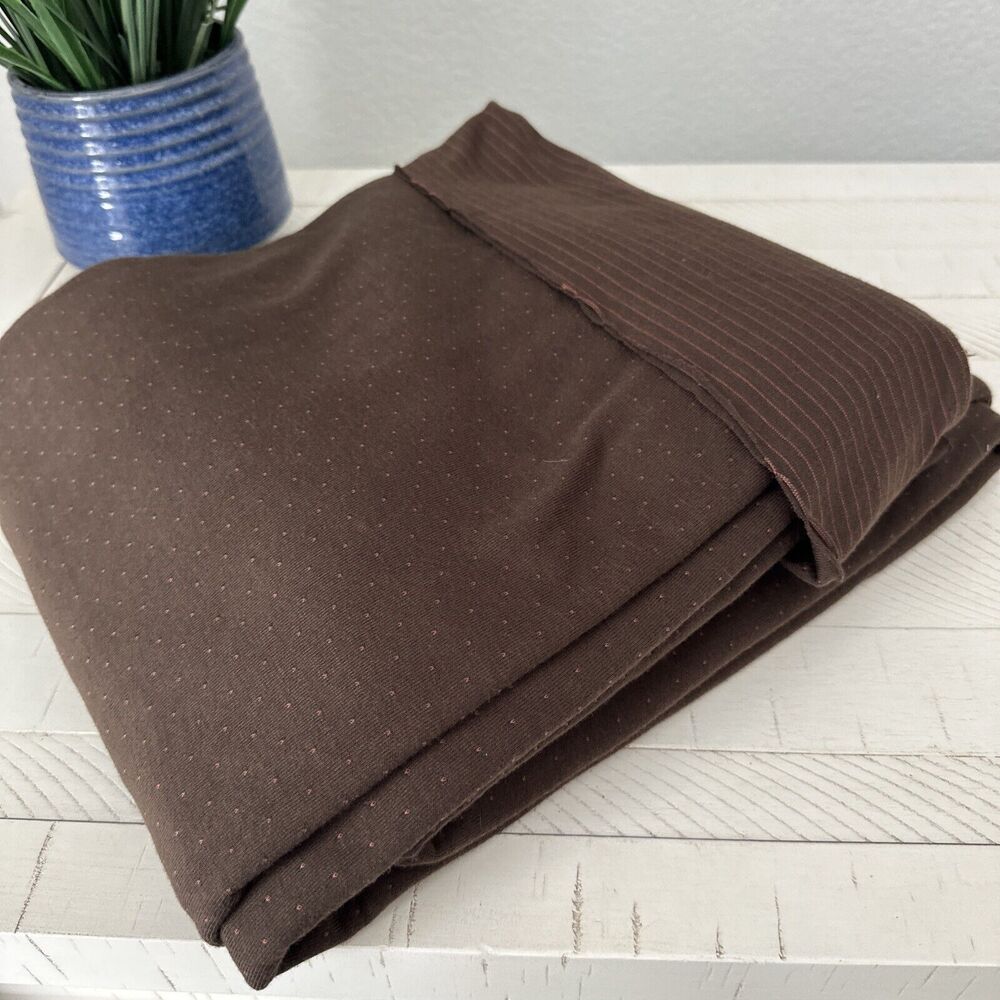 3 YARDS & 66" Wide Double Sided Brown Dots & Stripes Polyester Spandex‎ Fabric
